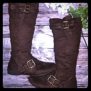 🌴JAZZBERRY BOOTS•9•BROWN•SIDE ZIP•BRASS HARDWARE